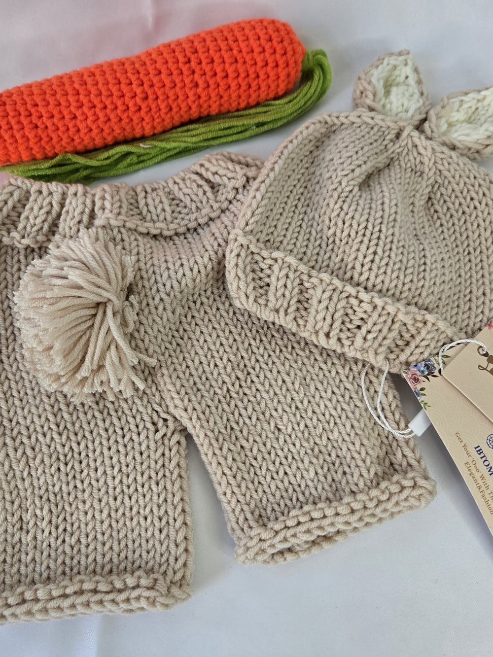 IBTOM CASTLE Newborn Photography Props Baby Bunny Crochet Knitted Rabbit Carrot